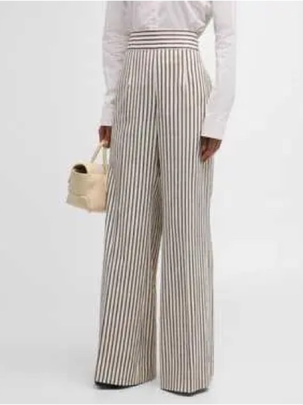 Carolina Herrera Vertical Striped High-Waist Wide-Leg Pants - Beige & Black